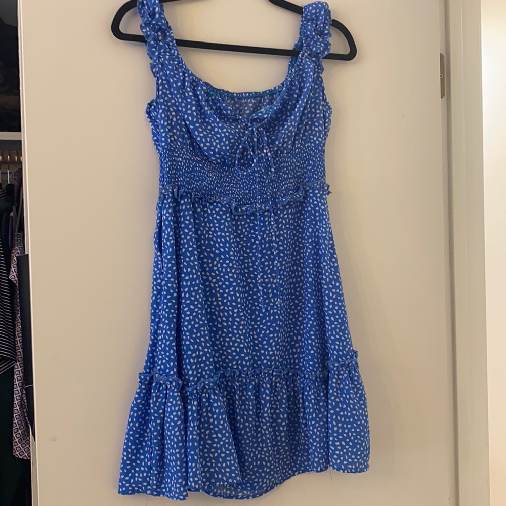 Blue and white mini dress